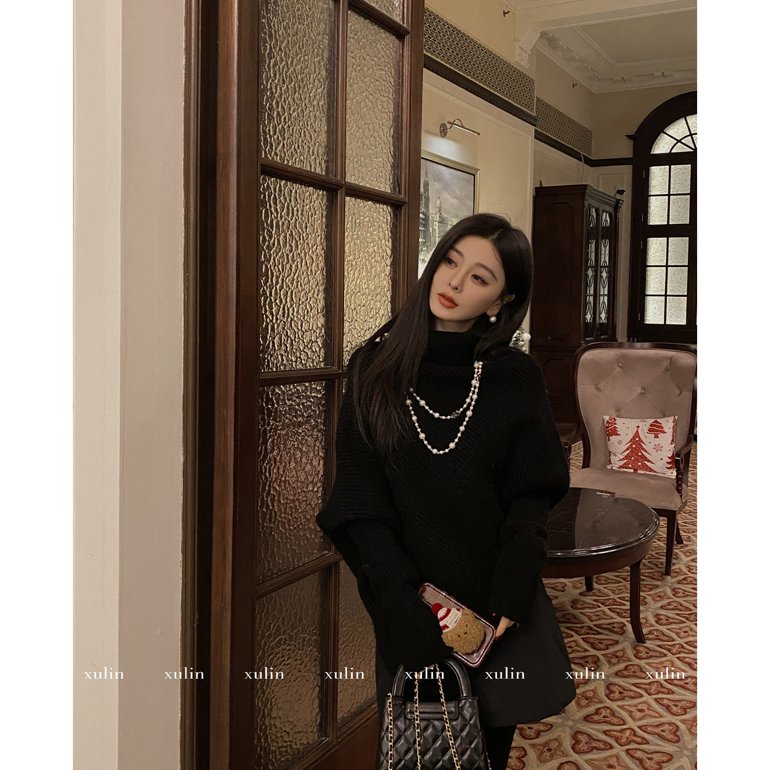 MINI STUDIO 徐琳冬季收官 浅雪山茶 披肩风针织毛衣,女装/女士精品,毛衣,淘宝优惠券,粉丝福利购,淘宝优惠卷