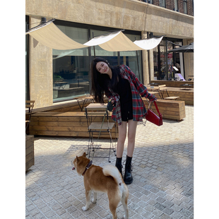 不对称格纹衬衫 做旧磨毛款 外套 STUDIO徐琳「街头chill」美式 MINI