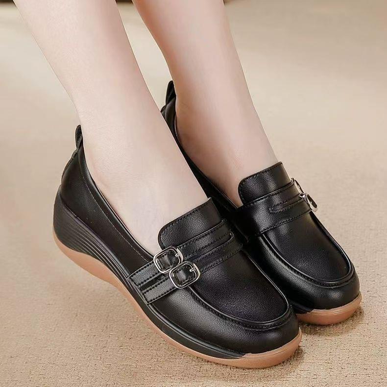 2025新款一脚蹬女鞋秋季舒适圆头厚底不累脚乐福鞋时尚百搭妈妈鞋