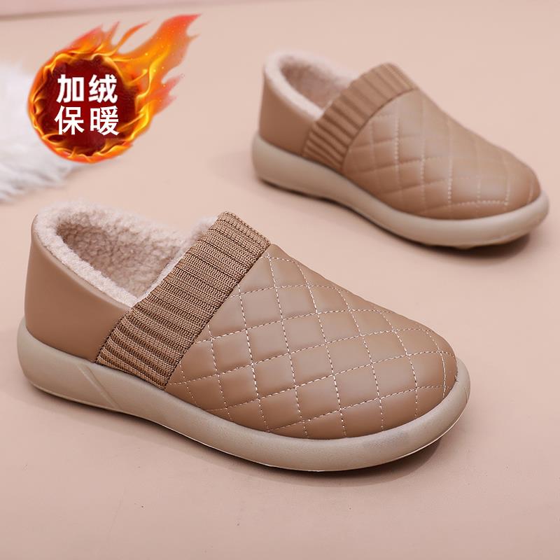 老北京布鞋女棉鞋冬季一脚蹬防水防滑外穿居家棉靴加绒保暖妈妈鞋