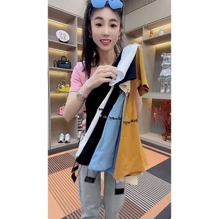 圓領(lǐng)短袖 2024夏季 休閑百搭時(shí)尚 女裝 顯瘦氣質(zhì) t恤打底上衣重工修身