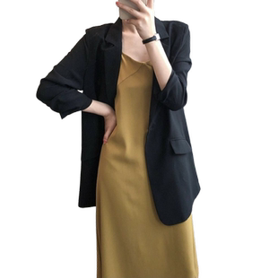 小西装外套2024新款薄款秋季垂感宽松网红休闲中长款白色西服上衣