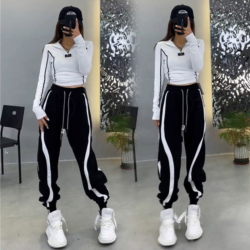 网红时尚秋新款套装女修身休闲长袖短款上衣显瘦高腰束腿裤两件套,女装/女士精品,时尚套装,淘宝优惠券,粉丝福利购,淘宝优惠卷