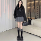 新款 休闲宽松假两件学院风西装 卫衣裙拼接外套2025春季 设计感短裙
