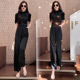 短袖 新款 连衣裤 洋气显瘦纯色收腰阔腿裤 网红气质时尚 连体裤 女秋季
