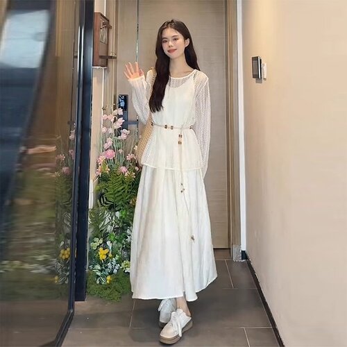 开春气质穿搭吊带连衣裙2025夏季新款高级感长裙爆款法式裙子女装