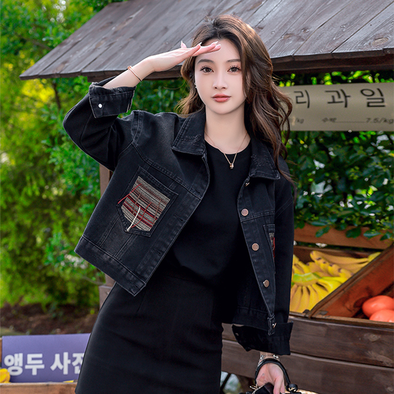 欧洲站牛仔外套女新款2025短款小个子欧货高街美式设计感小款上衣