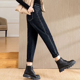 哈伦宽松休闲显高小个子老爹裤 新款 女 女2023春夏季 高腰遮肚牛仔裤