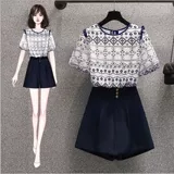 Летняя этническая футболка для отдыха, комплект, подходит для полных девушек, большой размер, этнический стиль, по фигуре, короткий рукав