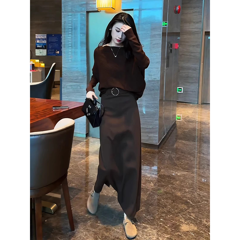 针织毛衣套装连衣裙子女2025秋冬季韩系穿搭一整套装高级感两件套