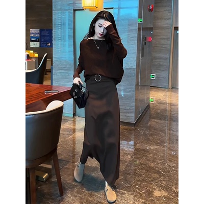 针织毛衣套装连衣裙子女2025秋冬季韩系穿搭一整套装高级感两件套