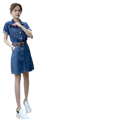 今年流行爆款裙子潮连体牛仔小个子连衣裙时尚显高网红穿搭女夏装