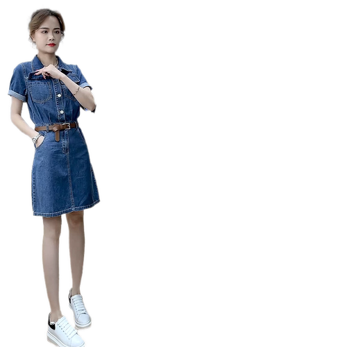 今年流行爆款裙子潮连体牛仔小个子连衣裙时尚显高网红穿搭女夏装