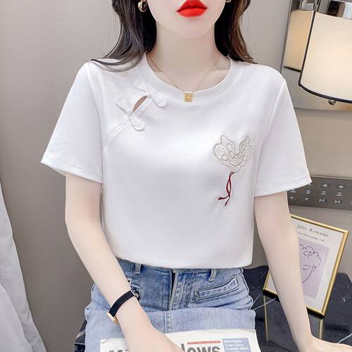 2025夏季新款白色纯棉短袖t恤女