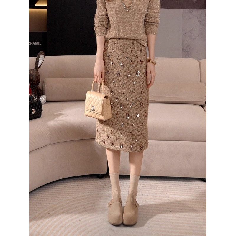2025秋季新款时尚百搭轻奢重工复古港风亮片花朵显瘦气质法式半裙,女装/女士精品,半身裙,淘宝优惠券,粉丝福利购,淘宝优惠卷