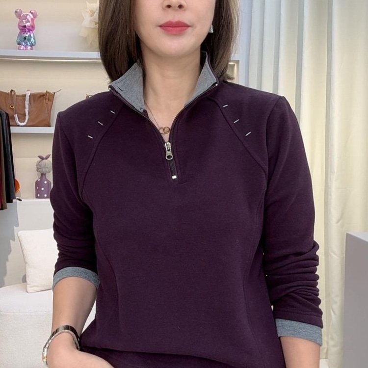 设计感立领打底衫秋冬款修身气质长袖上衣双面绒保暖舒适长袖小衫