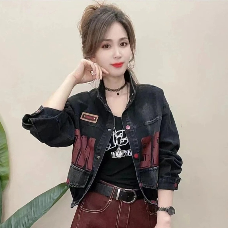 欧货春秋款牛仔外套女下摆抽绳调节减龄宽松显瘦外套百搭个性上衣