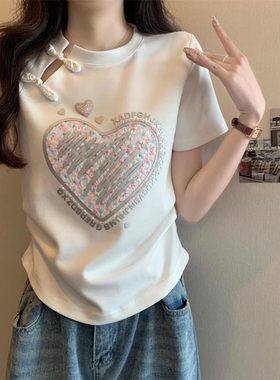夏季女装新中式盘扣短袖女t恤