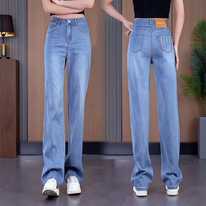 夏季薄款阔腿牛仔裤女2024年新款