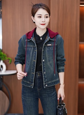 带帽水洗软牛仔外套2025秋冬季新款加绒加厚防风保暖休闲牛仔外套