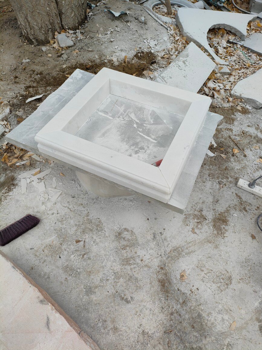 石雕树坑石汉白玉园林方形树池子花池围边石庭院摆件花坛树围石