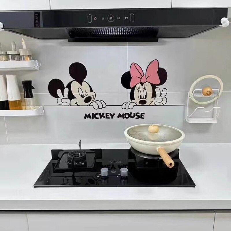 米奇米妮厨房防油烟贴膜耐高温油烟机灶台用墙面自粘贴纸防水壁纸