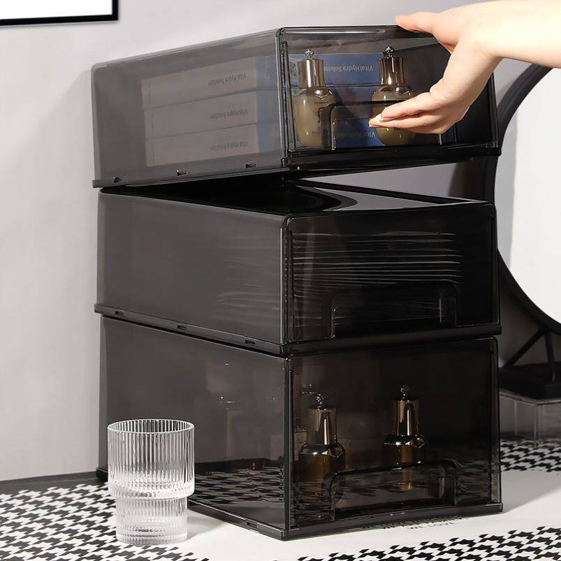抽屉式面膜收纳盒桌面亚克力护肤品置物架透明大容量化妆品收纳筐
