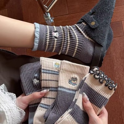 秋季新款JK萝莉棉质堆堆袜中筒