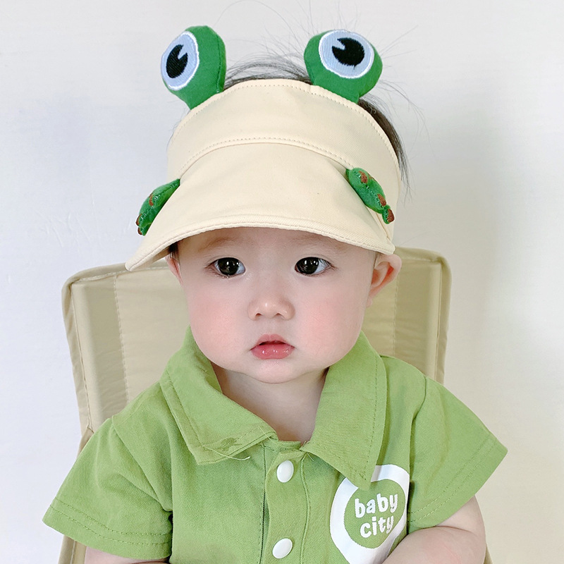 夏季婴儿帽子空顶帽宝宝遮阳帽大檐透气防晒帽儿童太阳凉帽可折叠