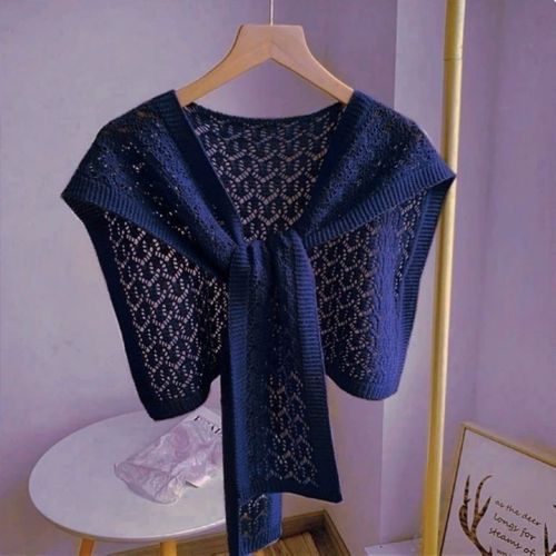 打结针织披肩女镂空外搭裙子衬衫