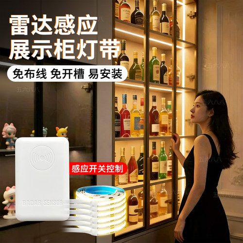 雷达感应挂画灯带充电款橱酒柜灯