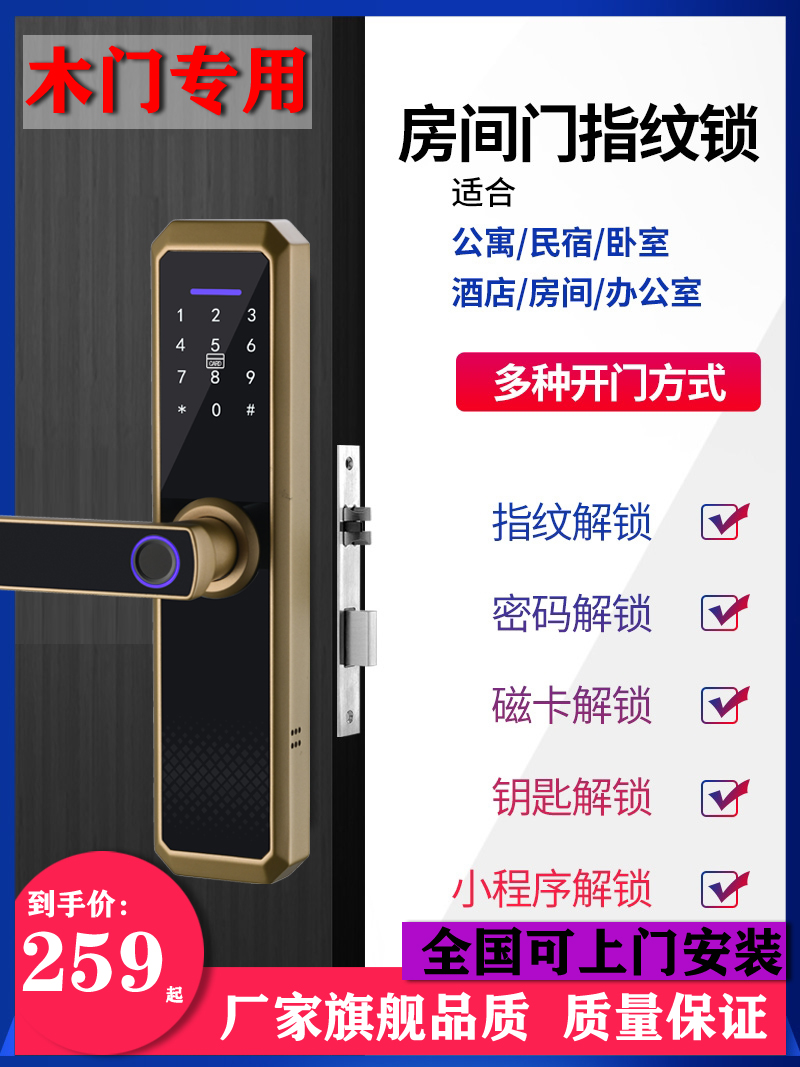 房间卧室遥控智能门锁