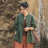 棉麻女装 苎麻炒色磨毛手工盘扣开衫 休闲百搭禅意新中式 春季 衬衫 女