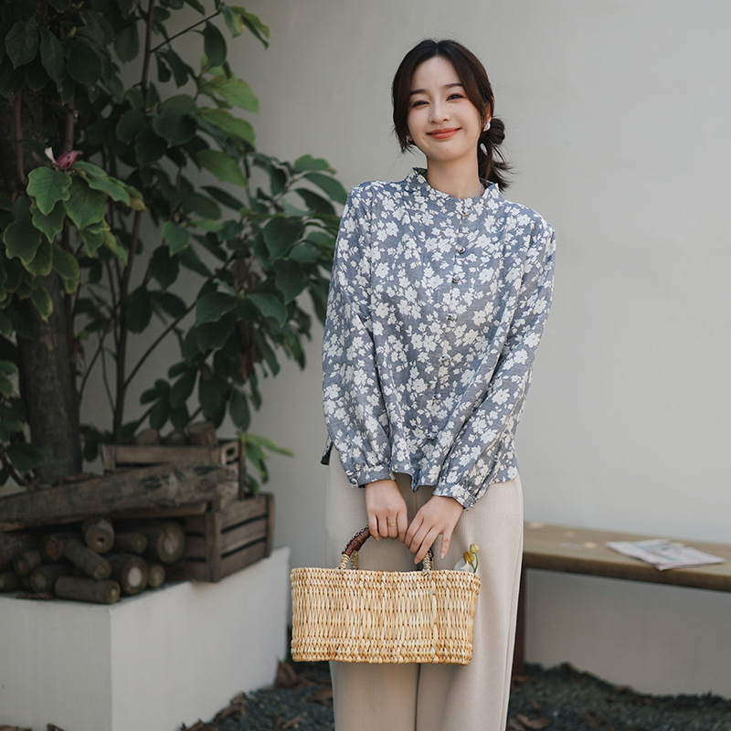 新中式外套高级感碎花夹克上衣女