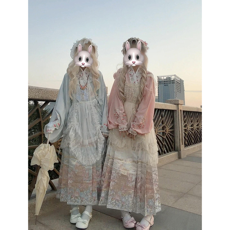 汉洋折衷汉服女明制琵琶袖交领上衣马面裙洛丽塔lolita裙甜美可爱