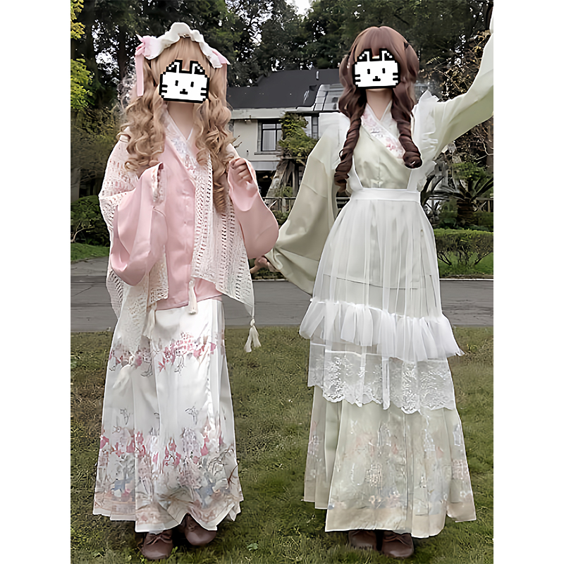 汉洋折衷汉服女明制交领琵琶袖马面裙洛丽塔罩裙秋冬套装可爱优雅