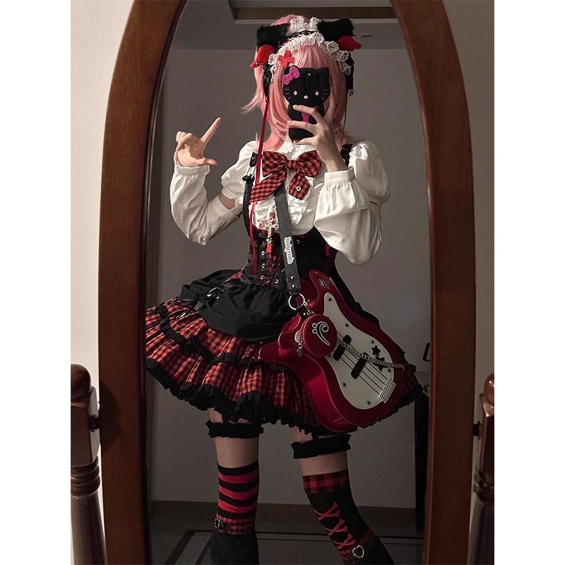黑红甜心美式甜辣亚比风摇滚少女小偶像套装lolita裙洛丽塔打歌服