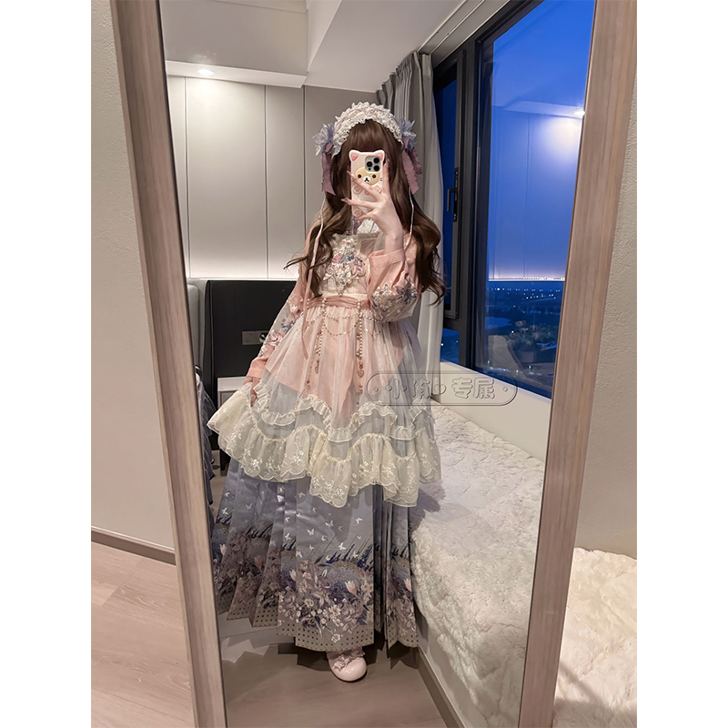 汉洋折衷汉服女琵琶袖马面裙刺绣罩裙洛丽塔lolita裙可爱甜美秋冬