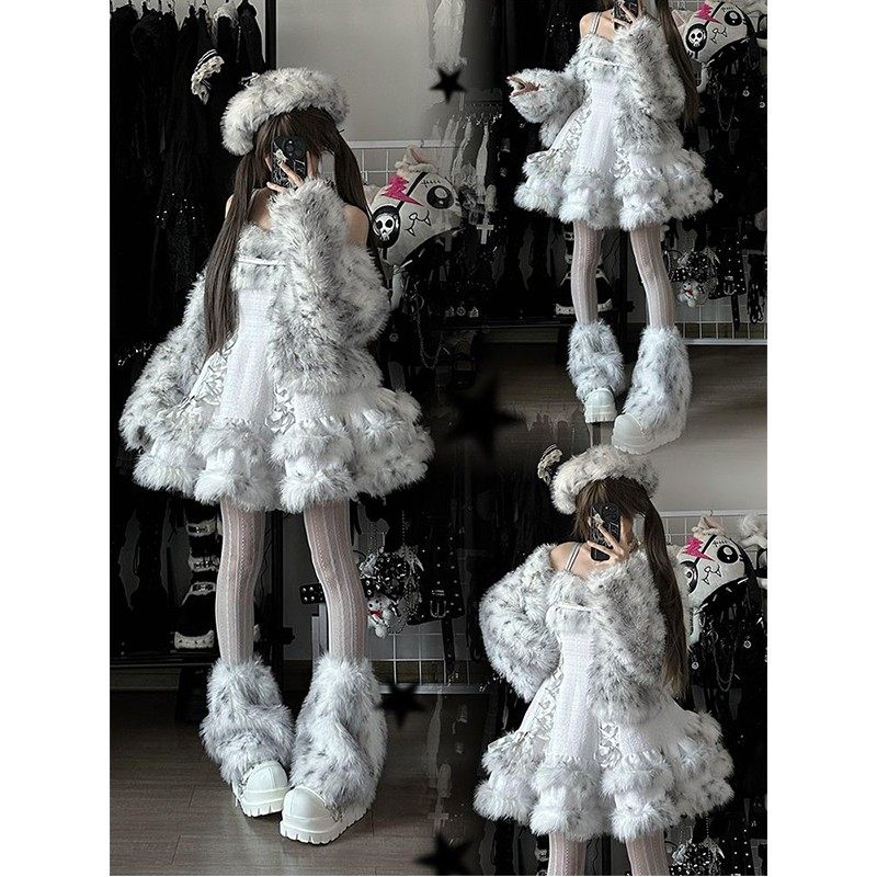 甜美可爱毛绒绒lolita裙外套公主连衣裙氛围感套装学院风洛丽塔