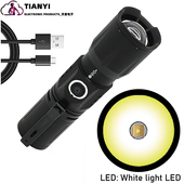 白光LED聚光强光迷你手电筒大功率户外多功能可充电 便携调焦手电