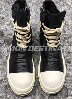 【CD.HOMME】17SS暗黑先锋RO复线TPU底高帮水蜡布黑褶皱情侣休闲