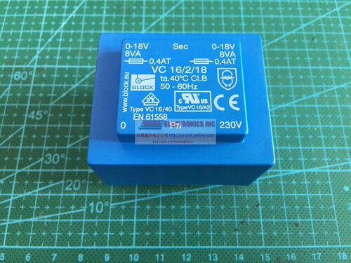 Block VC16/2/18 16VA 2x18V 原装进口PCB 变压器
