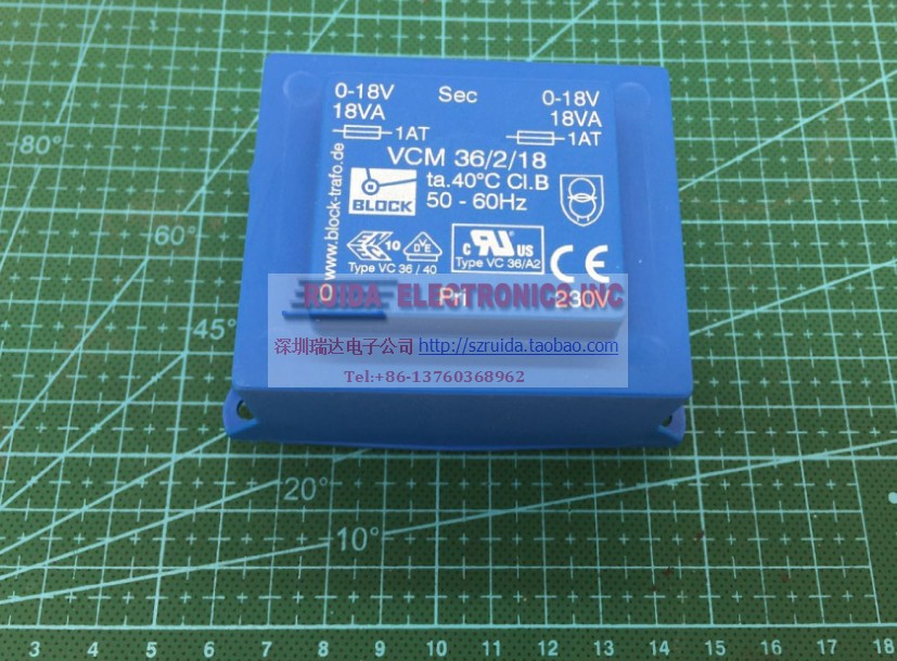 BLOCK VCM36/2/18 36VA 2x18V PCB 变压器