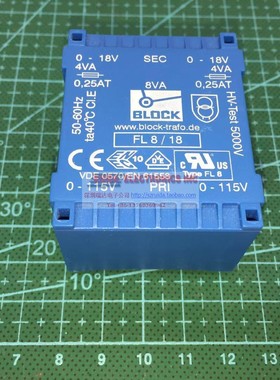 BLOCK FL8/18 8VA 2x18V PCB 原装进口稳压电源整流 隔离变压器
