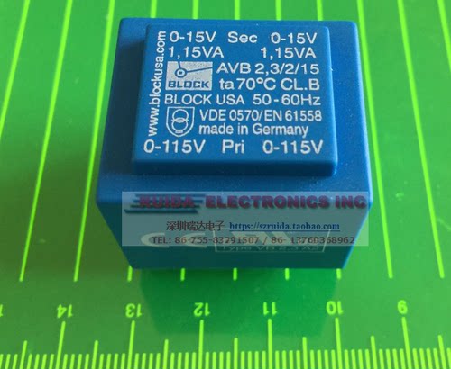 BLOCK AVB2.3/2/15 2.3VA 2x15V PCB 变压器