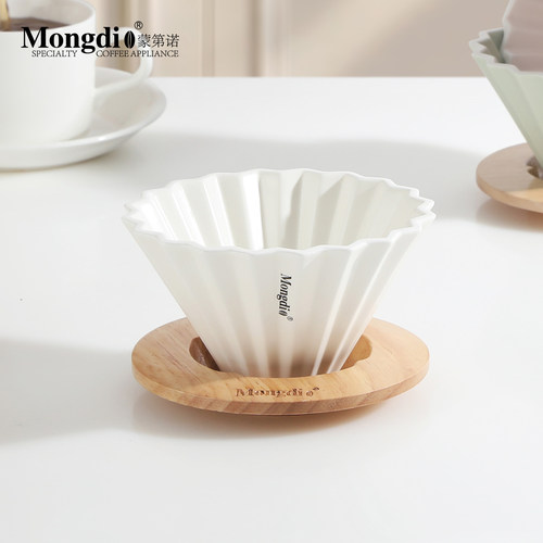 Mongdio咖啡滤杯手冲咖啡陶瓷过滤杯折纸滤杯v型咖啡漏斗咖啡器具
