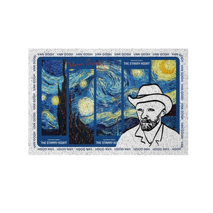 梵高油画星空麦田星月夜丝圈地垫