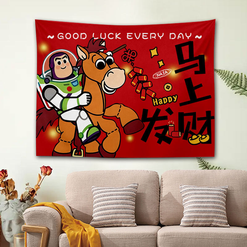 马年玩具总动员巴斯光年胡迪联名NASA背景布宿舍挂布墙面装饰画,居家布艺,挂毯/壁毯,淘宝优惠券,粉丝福利购,淘宝优惠卷