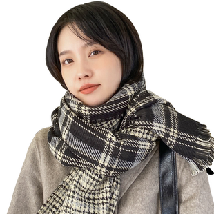 双面格子围巾女秋冬季英伦风经典格子ins百搭长款加厚保暖披肩男