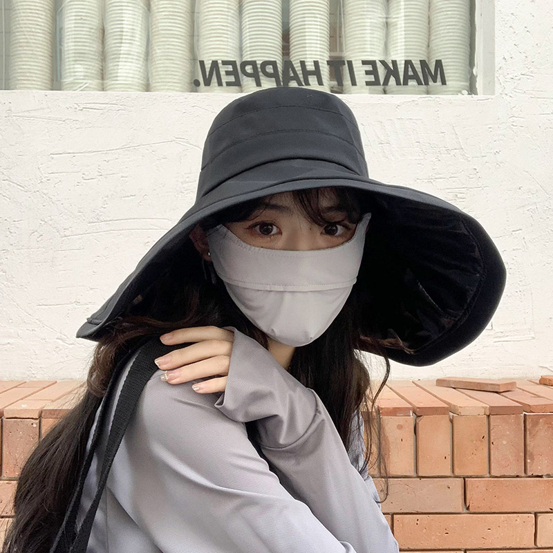 超大帽檐遮脸渔夫帽女夏天防紫外线遮阳帽防晒日系百搭帽子韩版潮